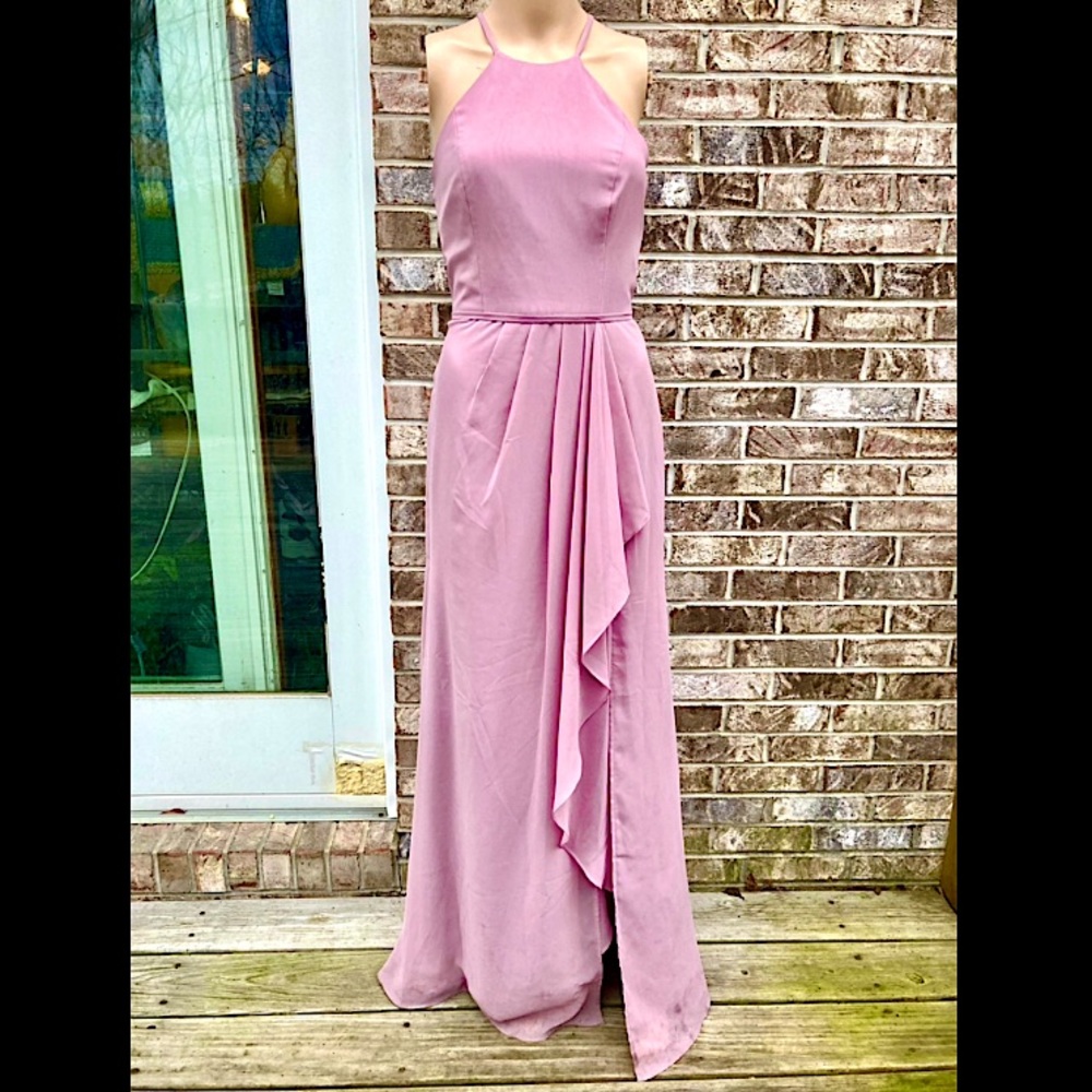Celebrate DB Studio Pink Halter Flowy Ruffle Dress